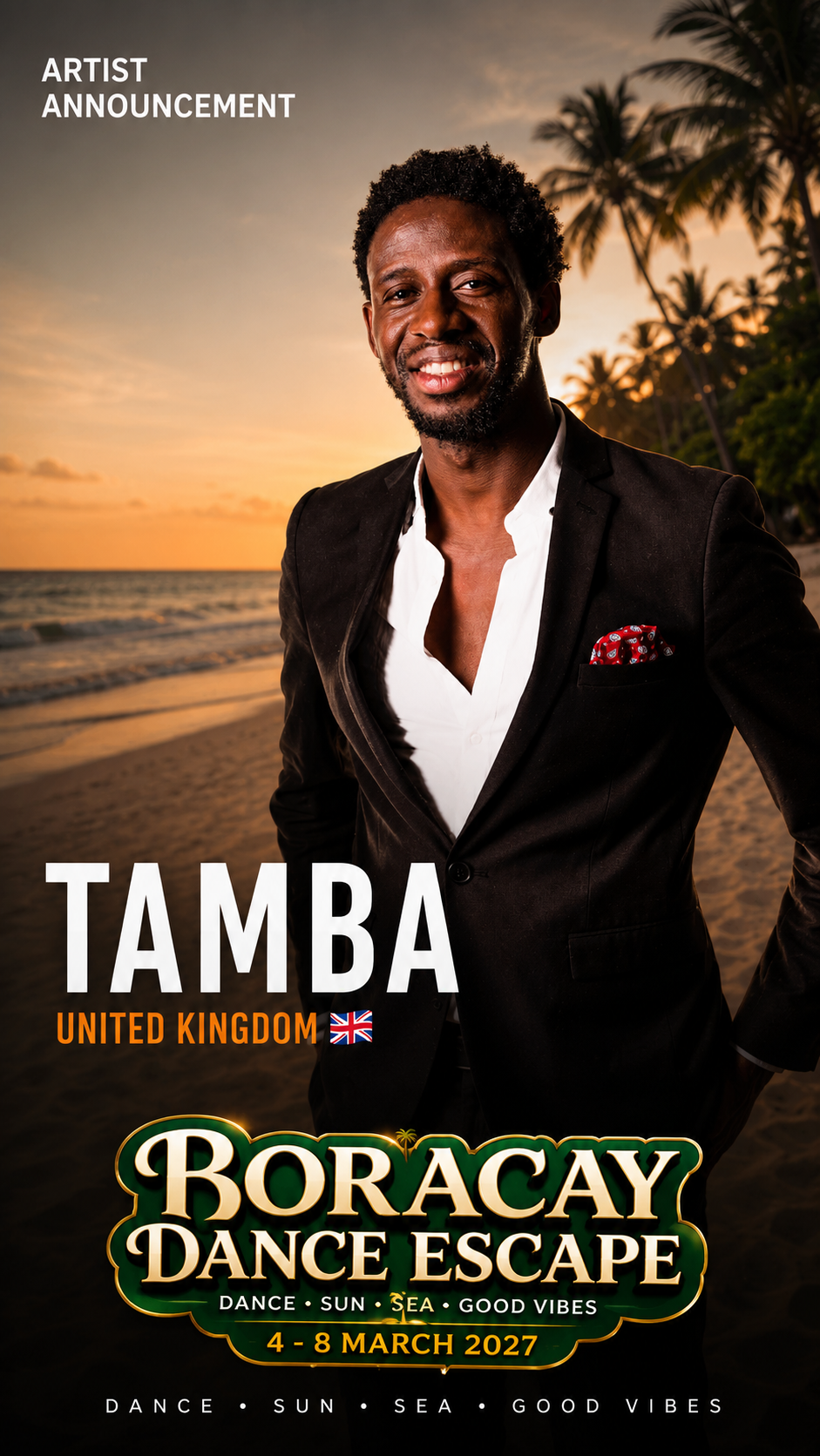 Tamba from the UK, Salsa On1 and On2 teacher at Boracay Dance Escape